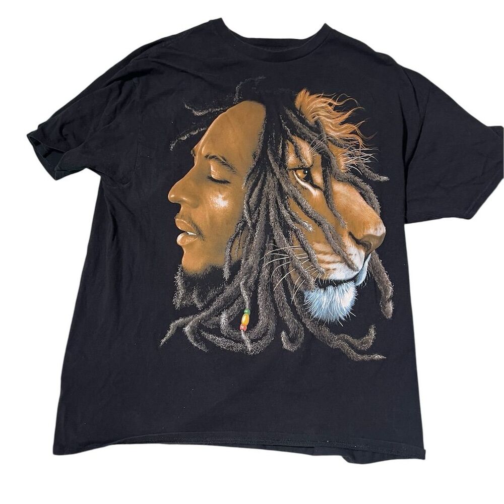 Vintage Bob Marley Zion Rootswear Men's XL Black Graphic T-Shirt
